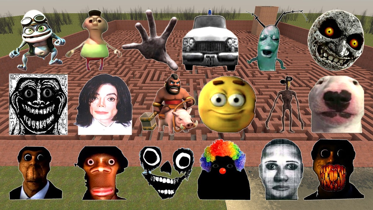 Too Much Nextbot And Nicos Nextbots In MAZE! Garry's Mod ( Ghost, Kuchisake Onna, Pixel Skull )