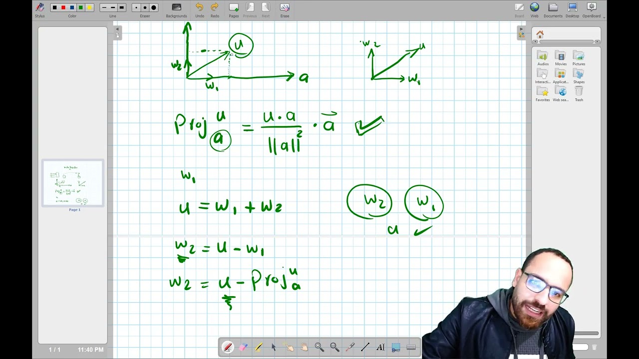 2.10  الاسقاط العمودى للمتجهات | Vectors Orthogonal Projection | Vectors