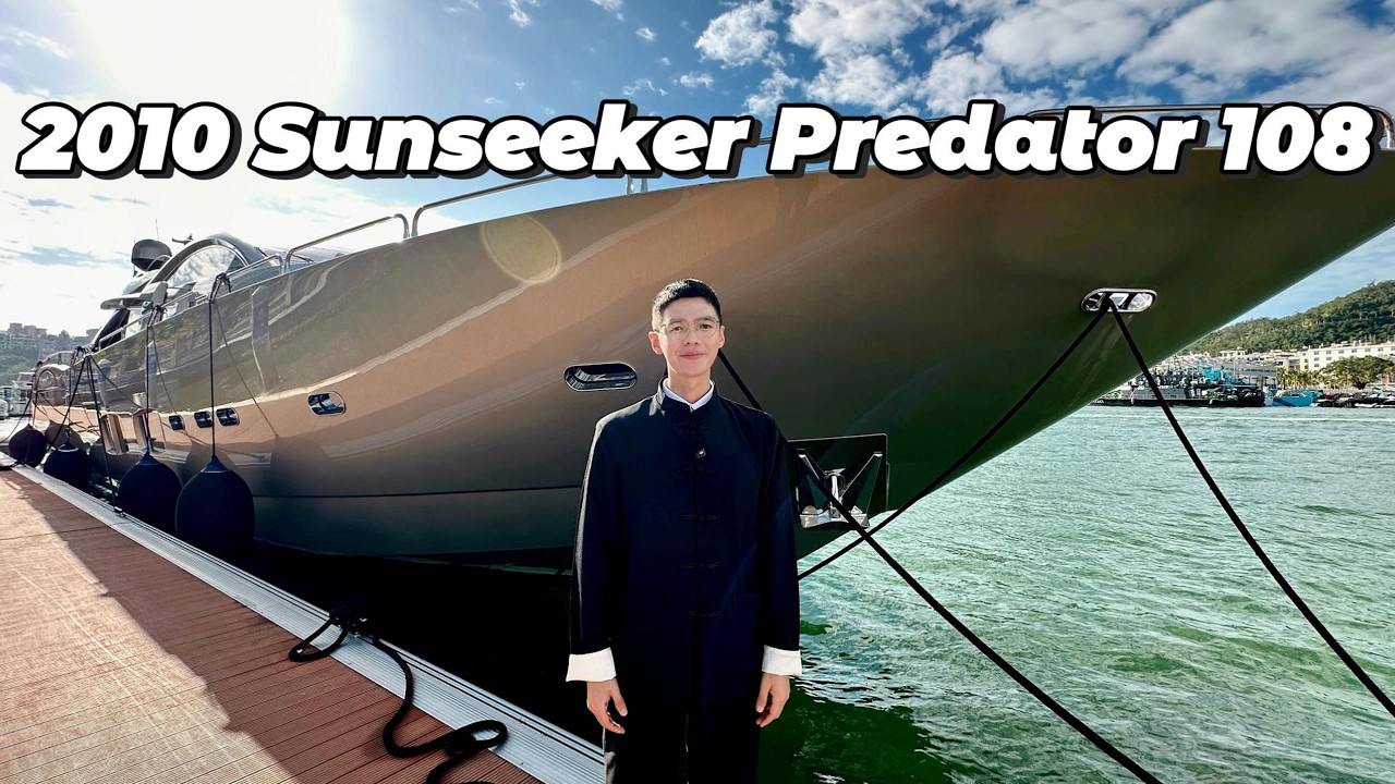 SUPER FAST Sunseeker Predator 108 | Champagne Gold Sport Superyacht Tour & Specs