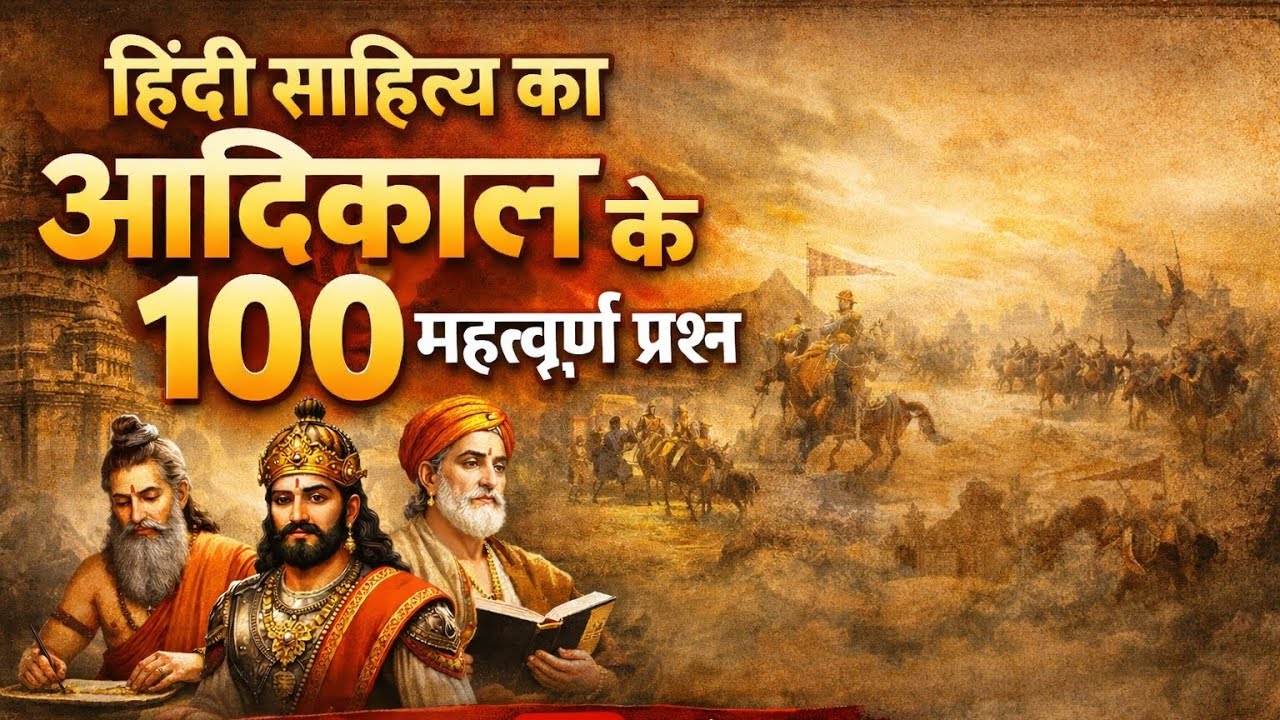हिंदी साहित्य आदिकाल | 100 प्रश्न | NET, DSSSB, KVS, CTET#HindiSahitya#आदिकाल#Adikal#UGCNETHindi
