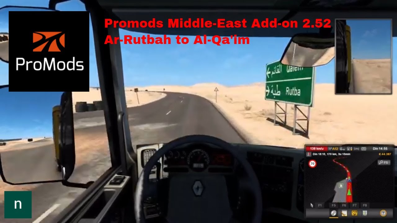 Euro Truck Simulator 2 1.40 Promods Middle-East Add-on 2.52 Iraq Ar-Rutbah to Al-Qa'im