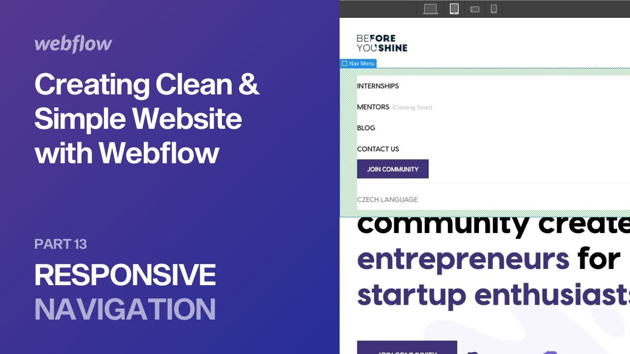 13 &mdash; Homepage - Responsive (Navigation) &mdash; Creating Clean & Simple Website with Webflow