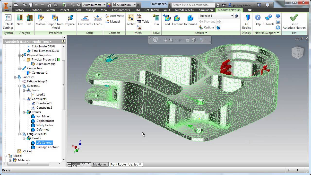 Autodesk Nastran In-CAD - analiza wytrzymałościowa i zmęczeniowa