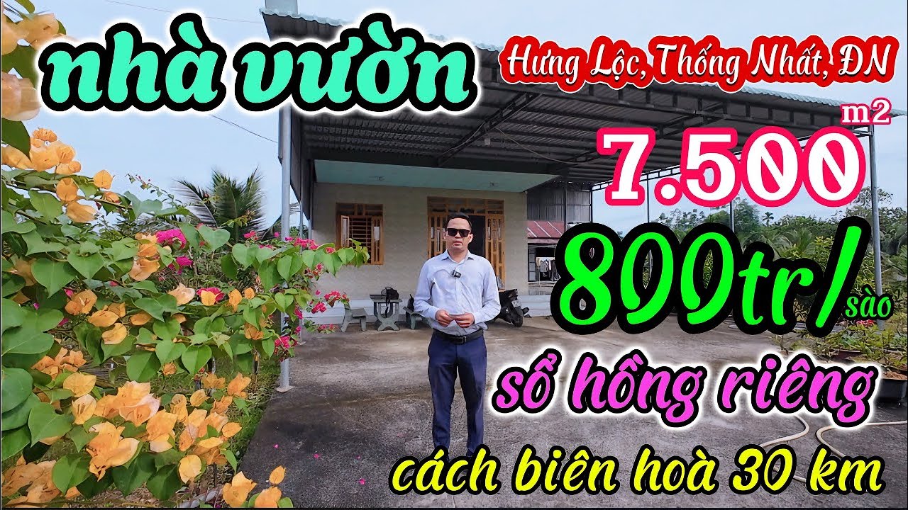 Nhà đất đồng nai, Cô chủ bệnh nặng bán gấp nhà vườn để chữa bệnh 7.500m2 Hưng Lộc, Thống Nhất, ĐN
