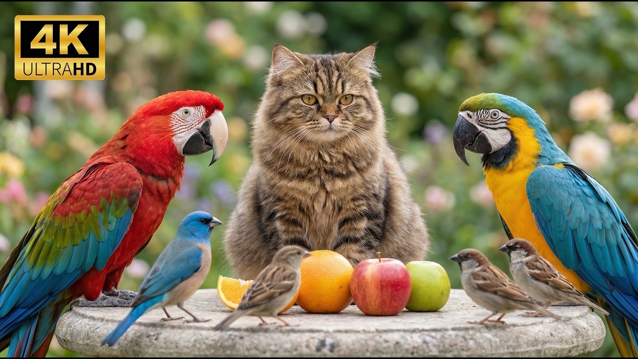 Cat TV for Cats to Watch 🐦 Garden Birds in 4K | 8 Hours Cat TV 4K Ultra HD