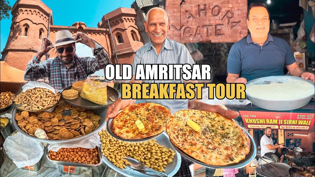 Amritsar Best Breakfast Tour | Amritsari Kulcha , Dahi,  Punjabi Sweets | Amritsar Street Food