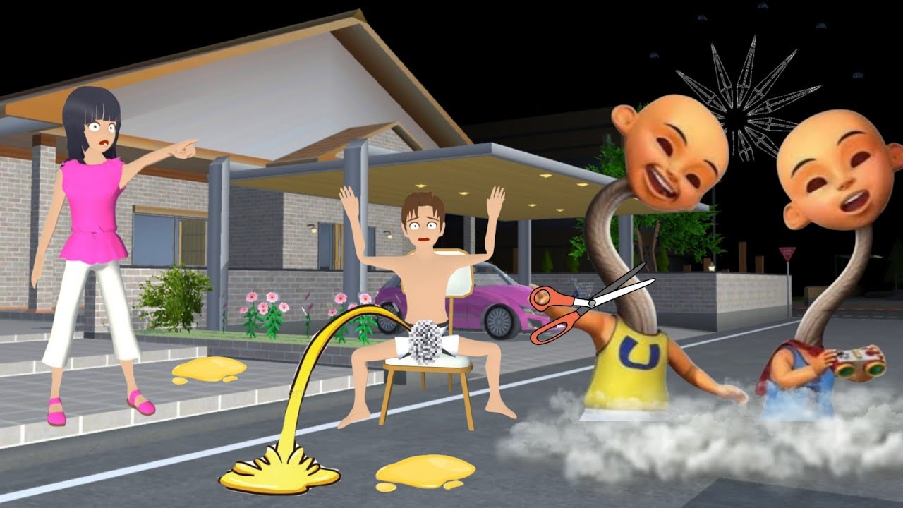 Yuta Mio Di Sunat Hantu Upin Dan Ipin Leher Panjang Di Depan Rumah - Sakura School Simulator