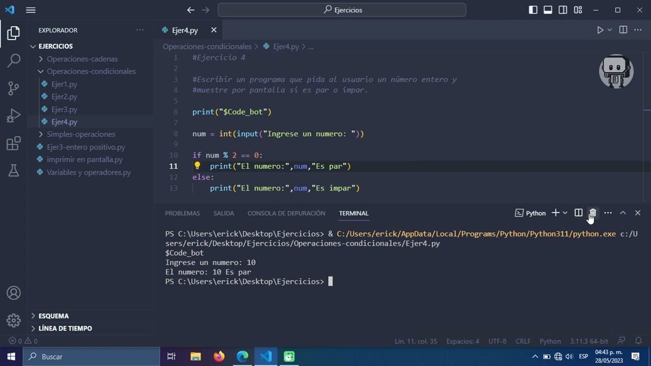 PROGRAMA EN PYTHON | SABER SI UN N&Uacute;MERO ES PAR O IMPAR / ASMR