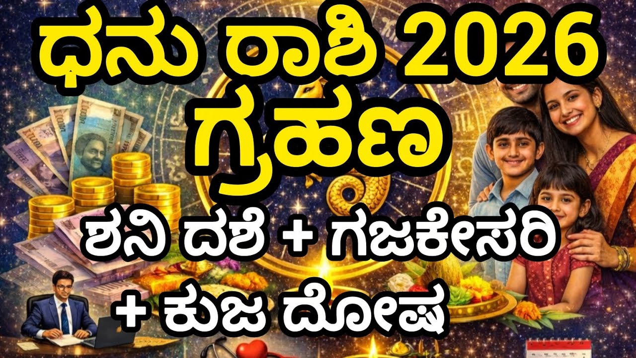 ಧನು ರಾಶಿ ಜನರೇ ಗಮನಿಸಿ! 🏹🔥ಶನಿ ದಶೆ + ಗಜಕೇಸರಿ ಯೋಗ + ಕುಜ ದೋಷ + ಗ್ರಹಣ ಪರಿಣಾಮ!