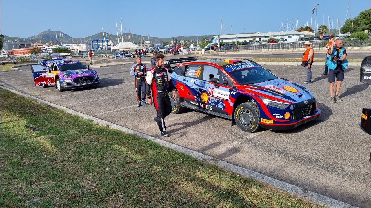 WRC Rally Italia Sardegna 2022 tyres and brakes warm up before ss1 in Olbia