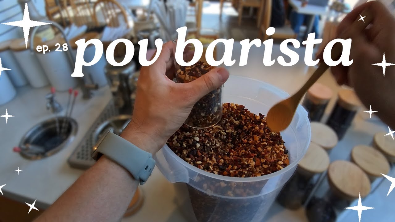 POV- barista multitasks with side work