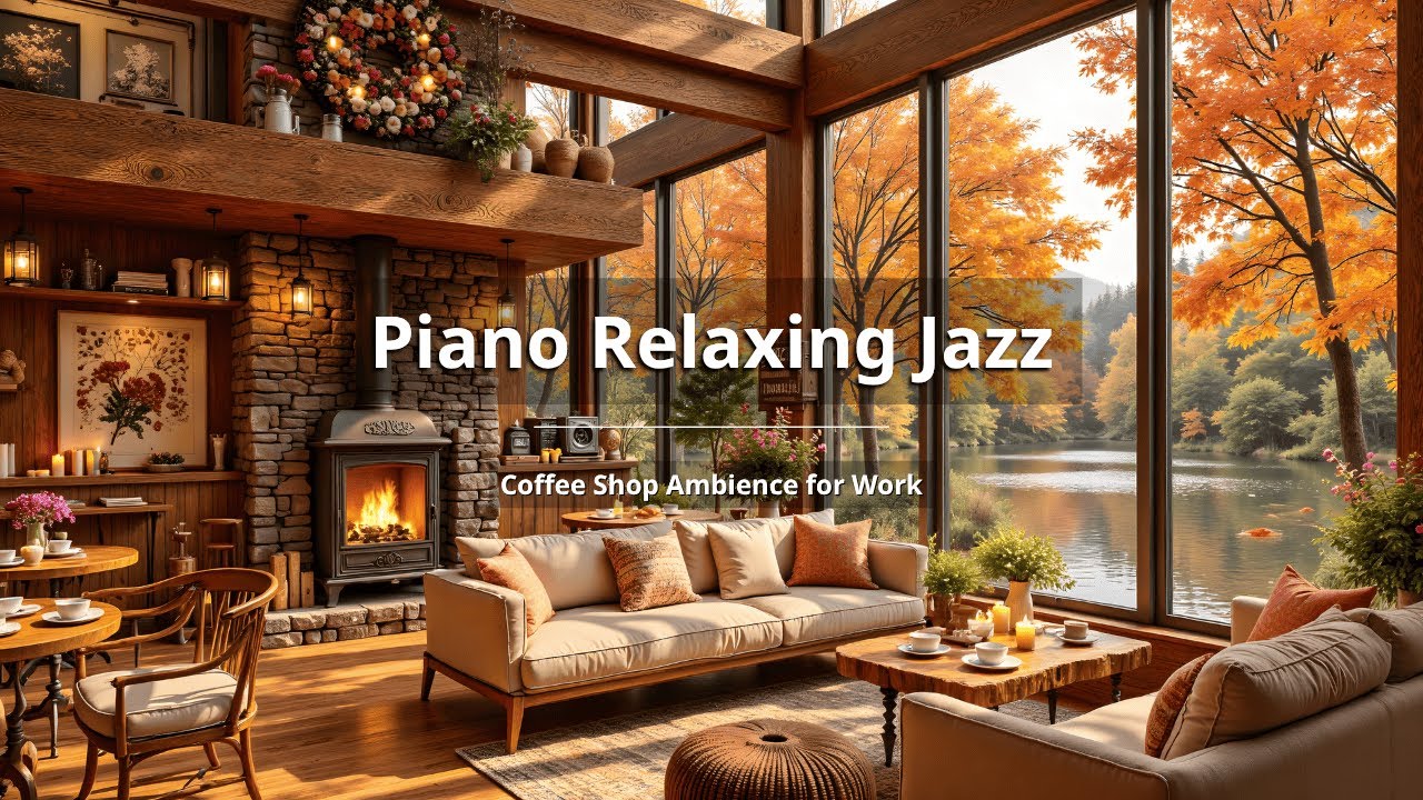 (Bez Reklam) Uspokajająca Jesienna Atmosfera Domku 🍂 Muzyka W Kominku I Delikatny Jazz Dla Głębo...