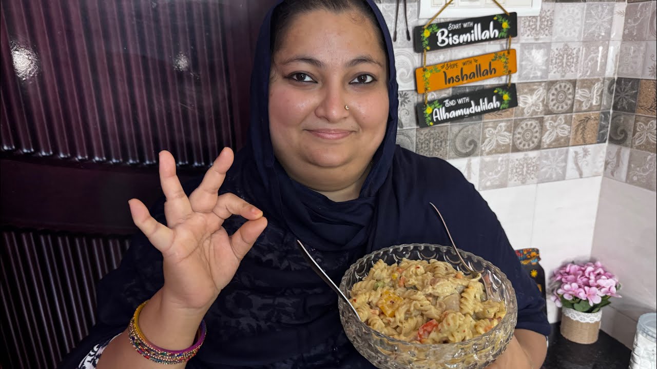 Chicken White sauce pasta recipe at home || Ramadan Series Day-12 ||#viralvideo #recipe #pasta #fyp 