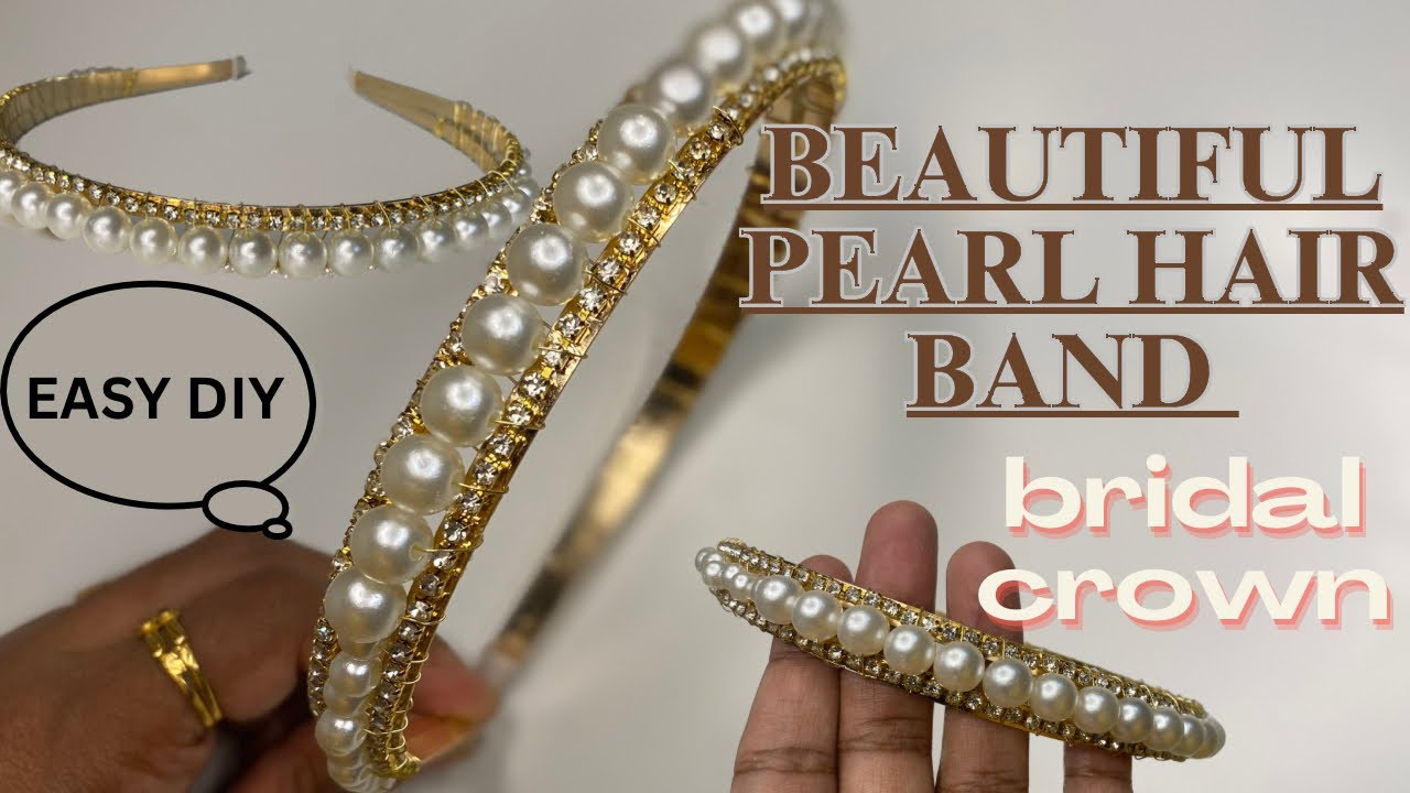 How to make easy hair band at home|Pearl head band|diy hair accessories|bridal crown|Malayalam