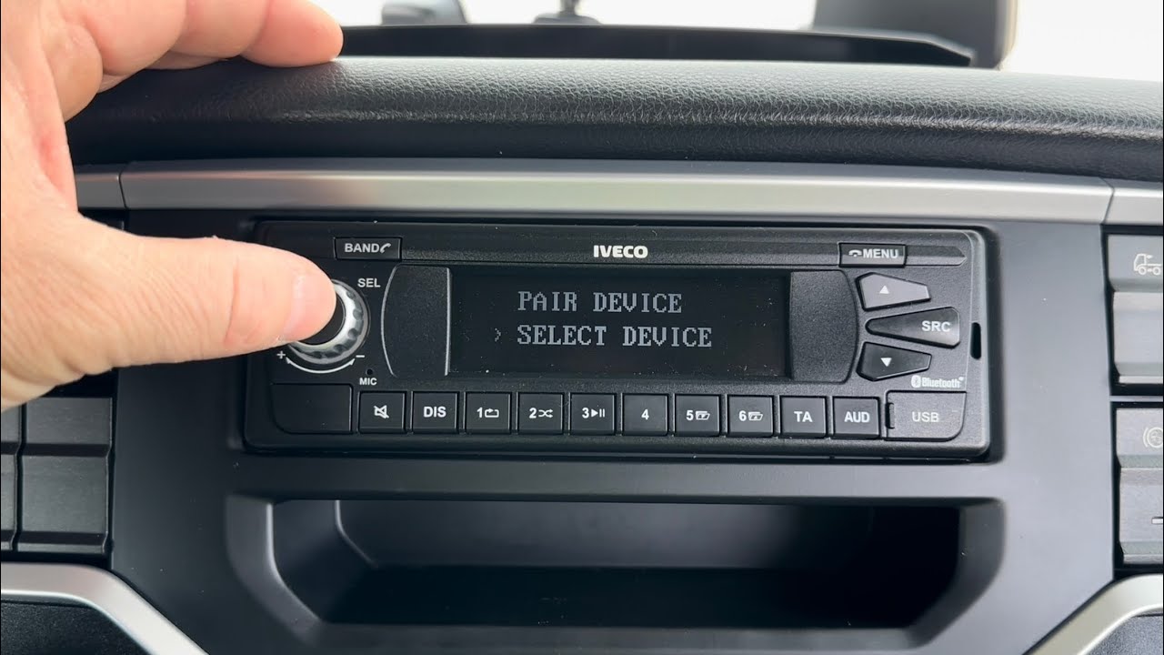 Iveco S-Way single din radio Bluetooth connection