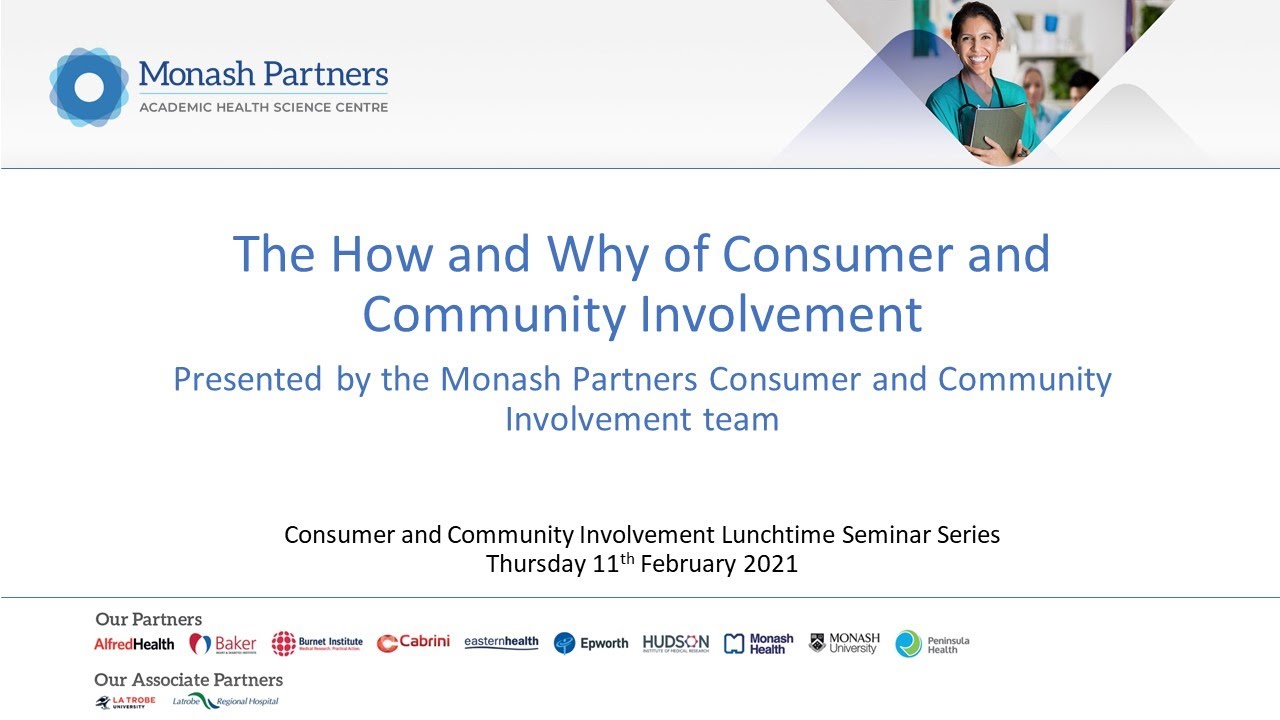 Seminar 1: The how and why of Consumer and Community Involvement