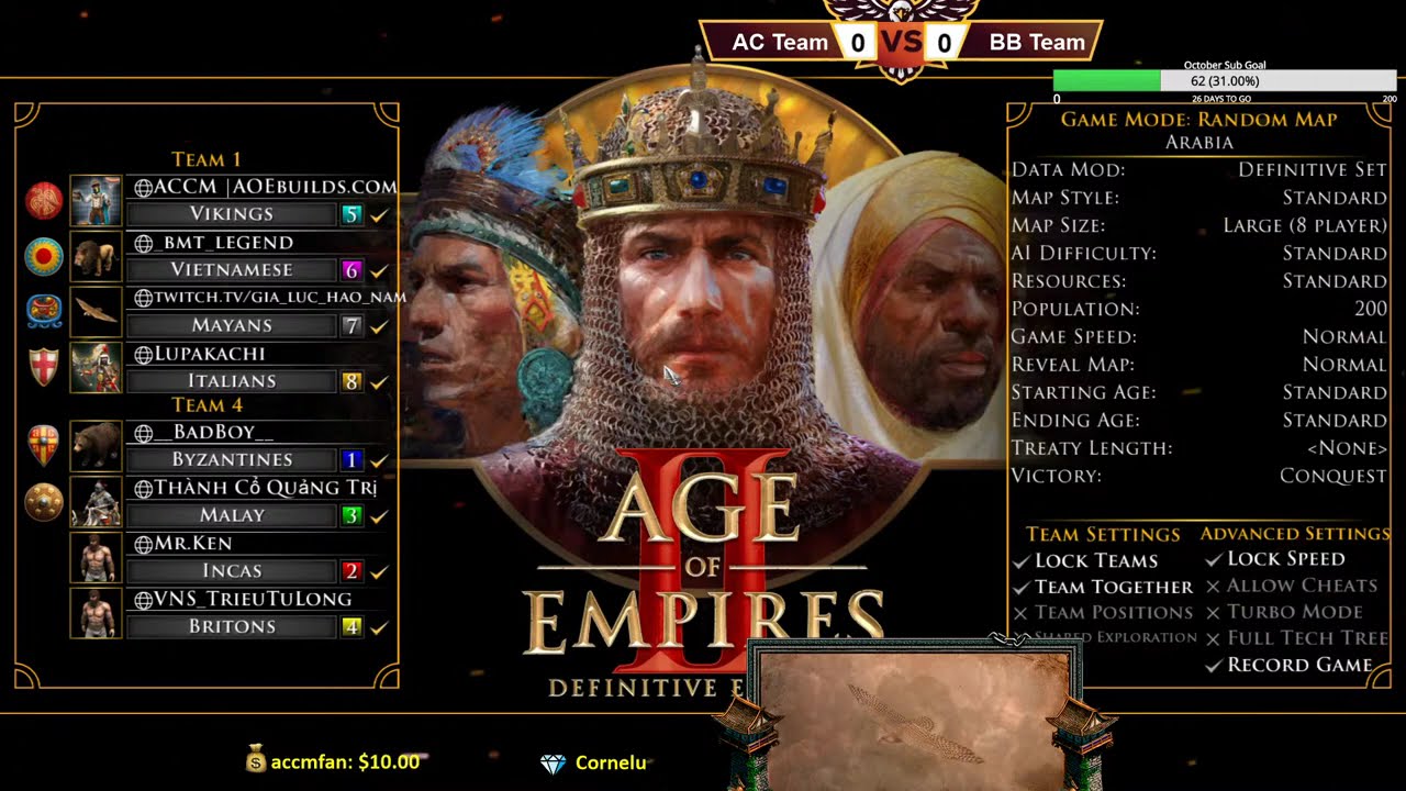 Giải Tứ Hùng AOE2:DE 4v4 | Host by anh gaanlua