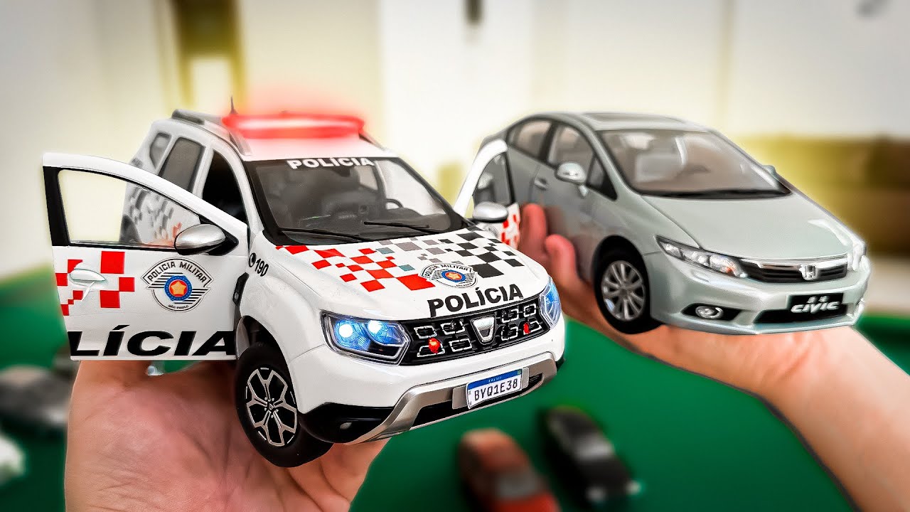 ACHEI CARRINHOS BRASILEIROS DE POLÍCIA! RENAULT DUSTER, HONDA CIVIC e VÁRIAS MINIATURAS 1:18