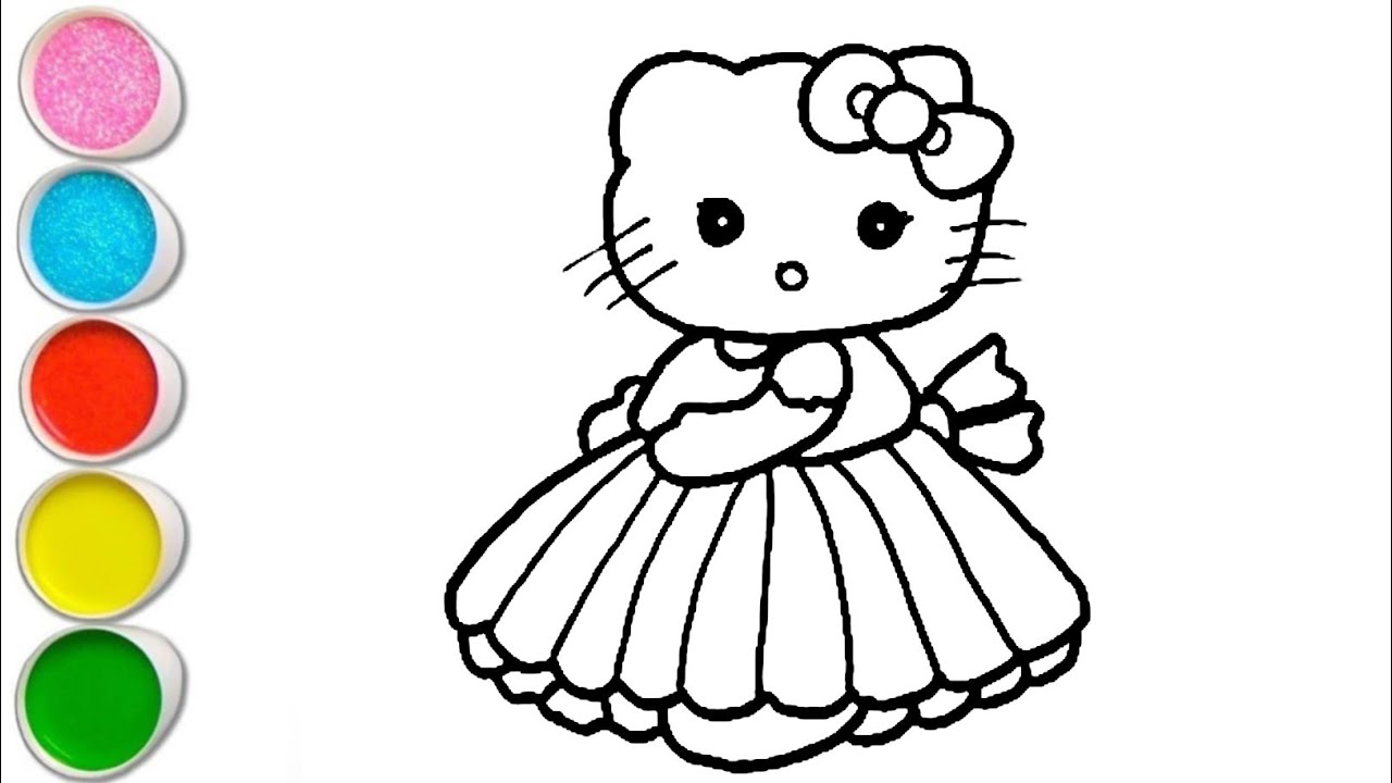 Cute Hello Kitty Drawing, Painting and Coloring For Kids and Toddlers_ Child Art