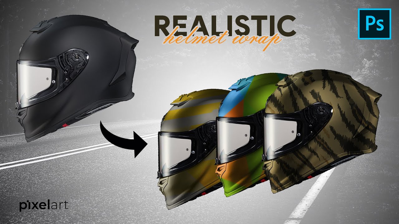 Realistic Helmet Wrap Design MockUp in Photoshop CC
