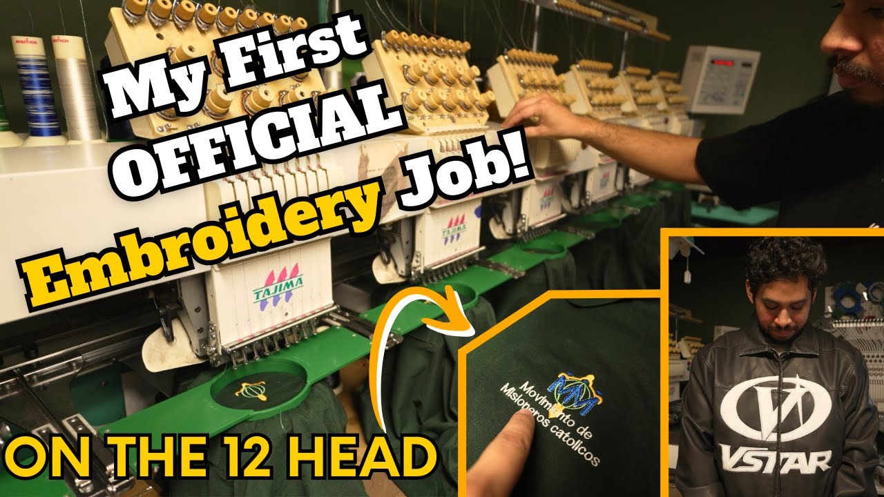 Complete Embroidery job Process on 12 Head Tajima Embroidery Machine: Embroidering Polos all at once