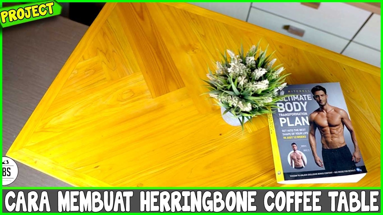 CARA MEMBUAT HERRINGBONE COFFEE TABLE JATI BELANDA FINISHING STANIQUA CLEAR GLOSS