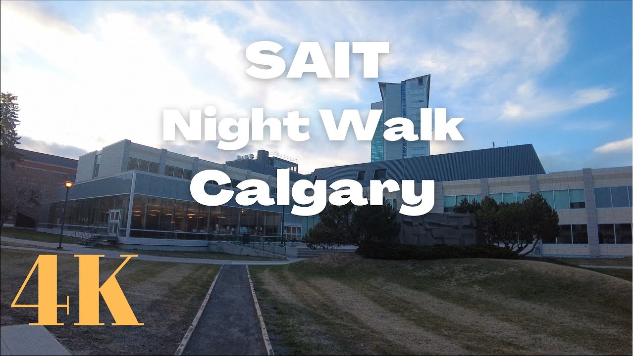 4K SAIT night walk in Calgary, Canada.