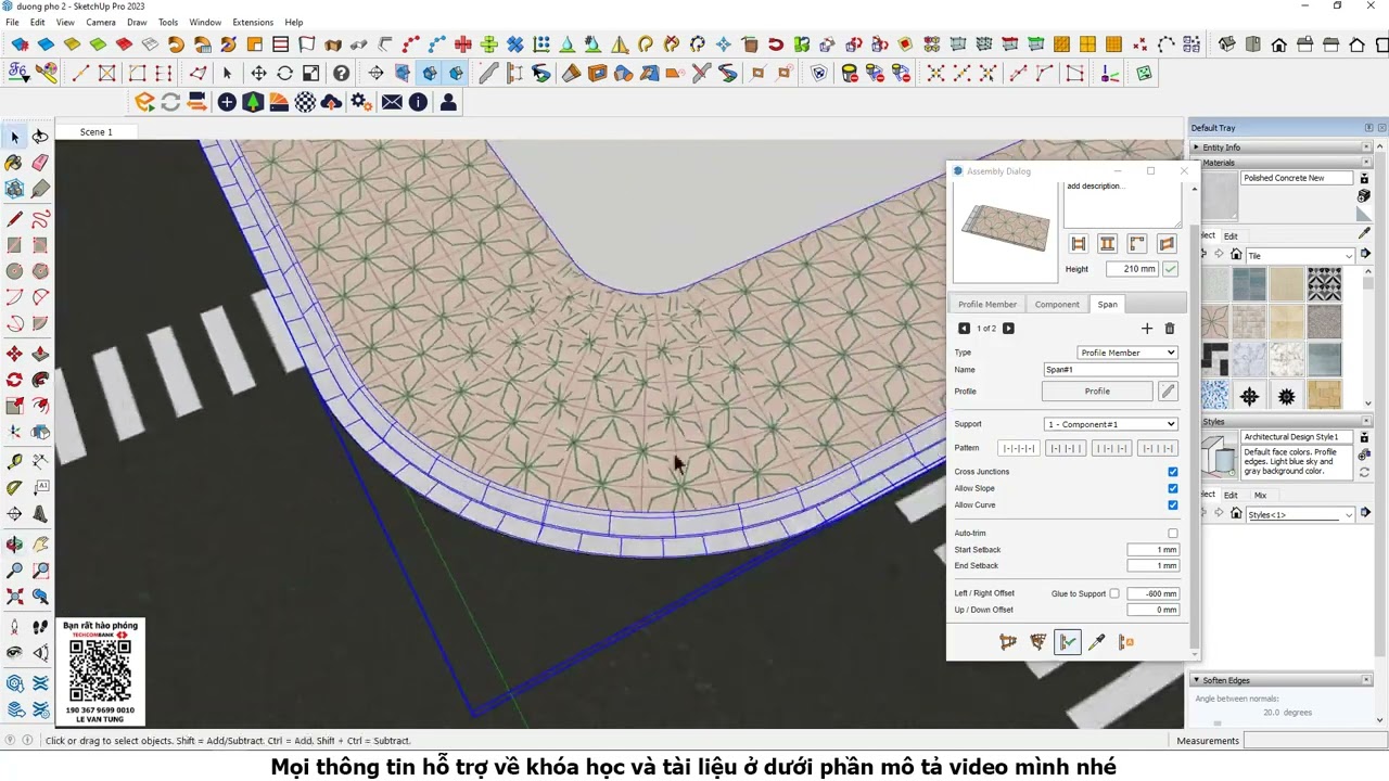 Vẽ vỉa hè đường phố bằng Profile builder trong Sketchup