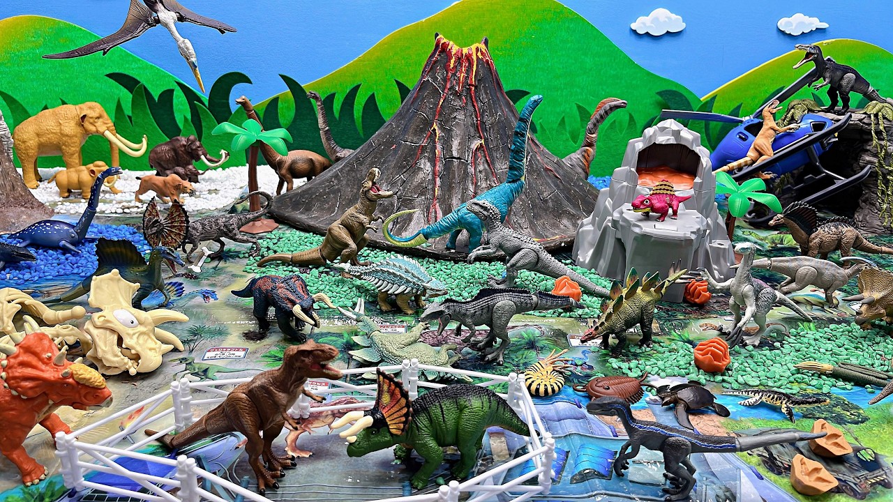 Diorama For Dinosaurs! Jurassic World Volcano Adventure -Tyrannosaurus Rex, Spinosaurus, Mosasaurus