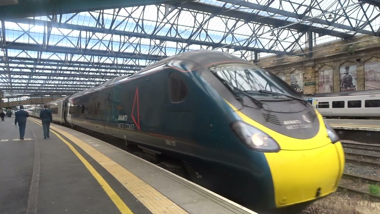 The Class 390 'Pendolino' Avanti West Coast No.390117 'Blue Peter' was passed through at Carlisle.