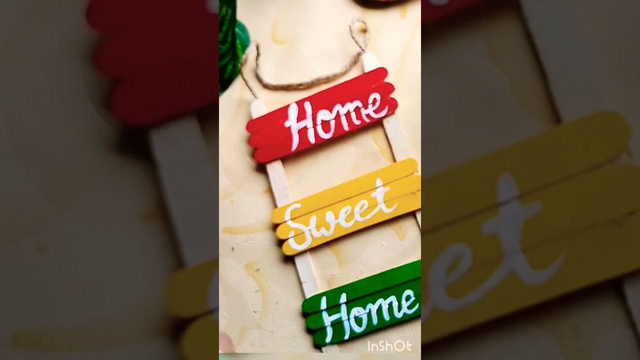 Home Sweet Home wall hanging | Icecream stick craft | icecream stick wall hanging #youtube #craft