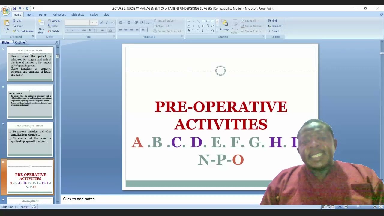 PRE OPERATIVE CARE MNEUMONIC