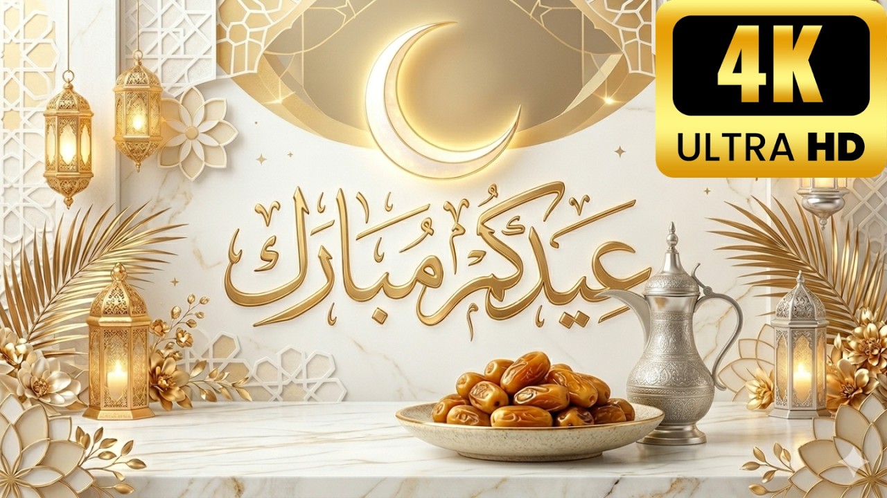 أجمل خلفية تكبيرات العيد مكررة لمدة ساعة | أجواء عيد الفطر 4K | Eid Mubarak Background