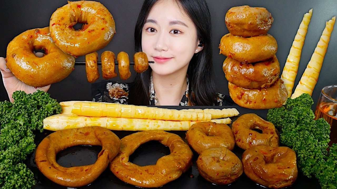 ASMR MUKBANG | Свиные Кишки С Побегами Бамбука🧡 Сделала Сама! Кольчатые Свиные Кишки🧡 | eating