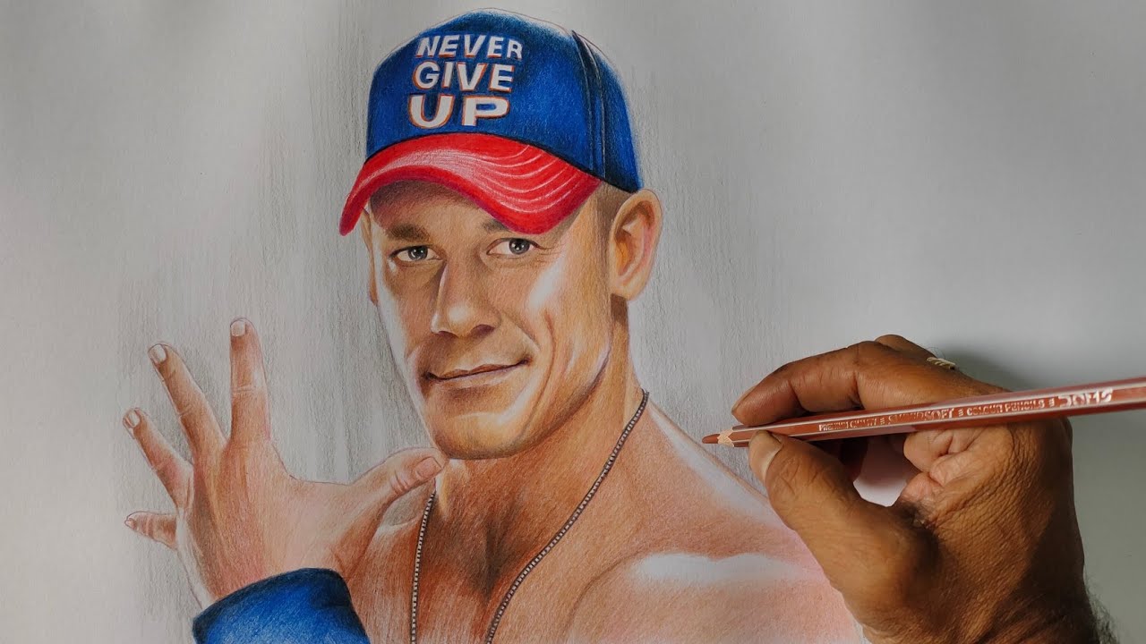 WWE John Cena Color Pencil Drawing & Shading Video | Live Art Chennai