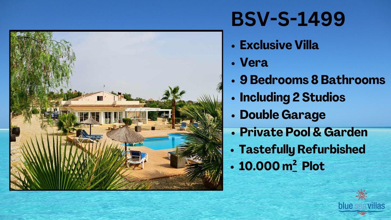 BSV-S-1499, Exclusive Villa For Sale Vera, 9 Bedrooms, 8 Bathrooms, 950.000€