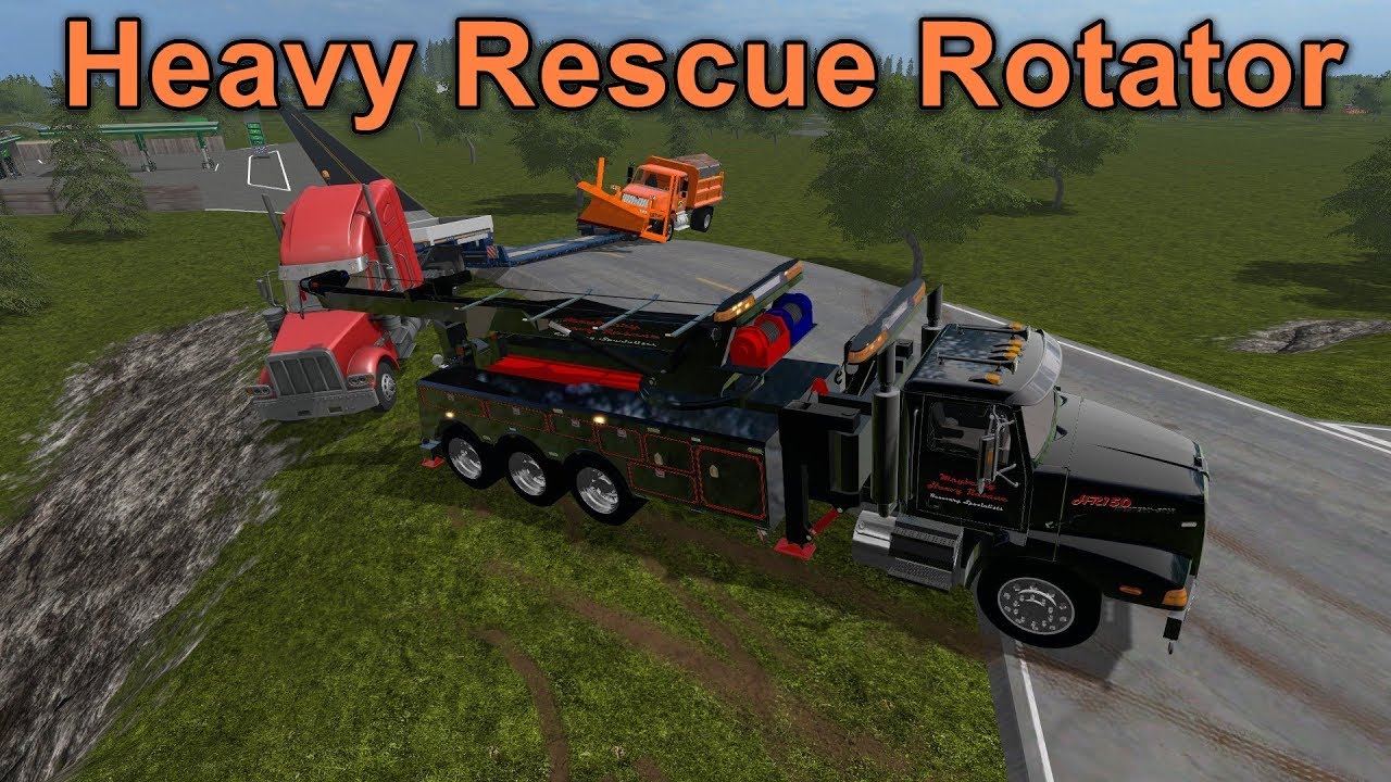 Farming Simulator 17 #6 Heavy Rescue Rotator Saving A Stuck Tractor & Lowboy Trailer