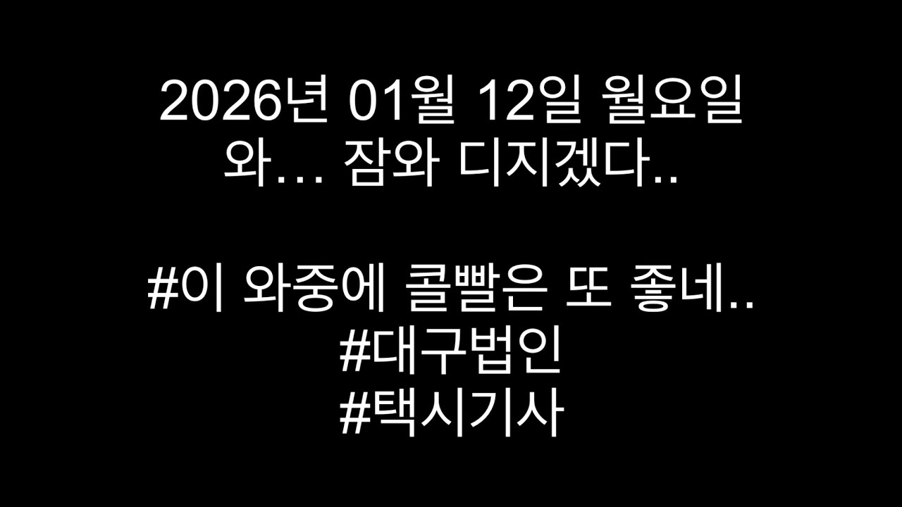 2026년 01월 12일 와.. 잠와 디지겠다.. #법인택시 #택시 #대구택시유튜버