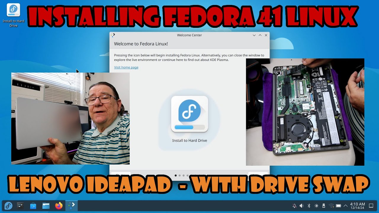 Installing Fedora 41 Linux and Steam on Lenovo Ideapad 5700U laptop, with SSD drive change.