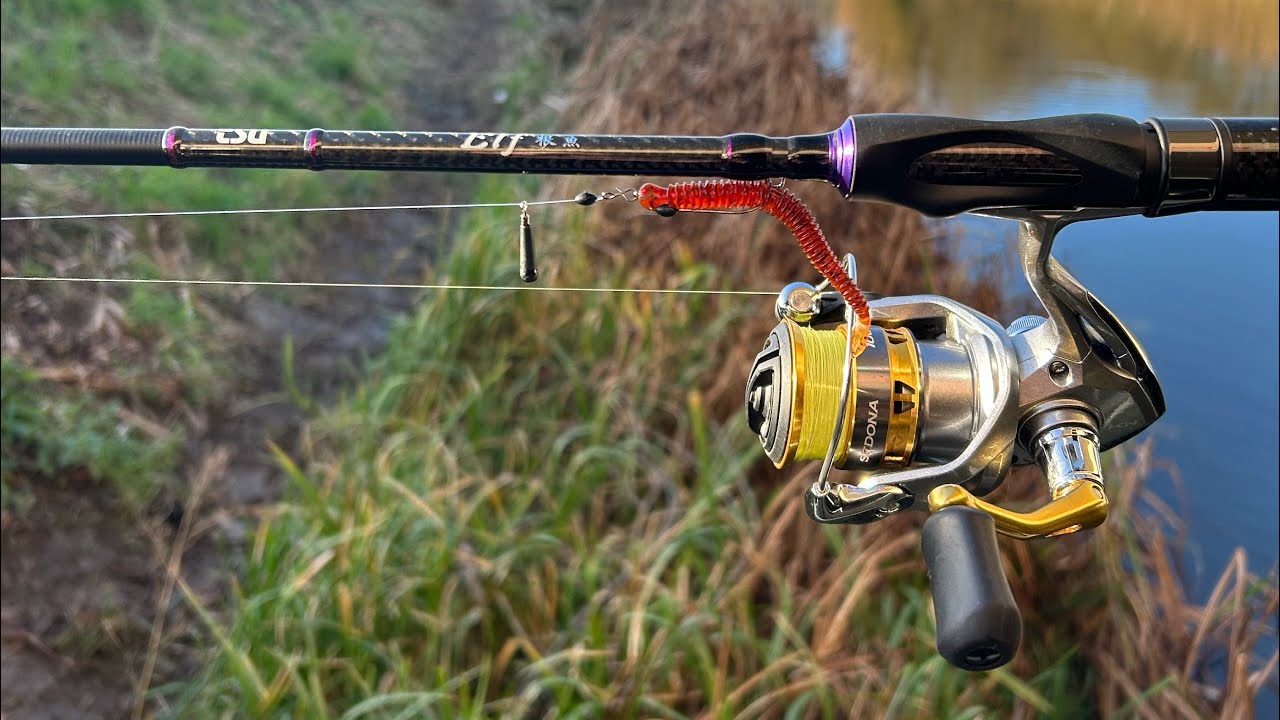 Ultralight UL Perch fishing a Fenland drain with Free rigged creature baits