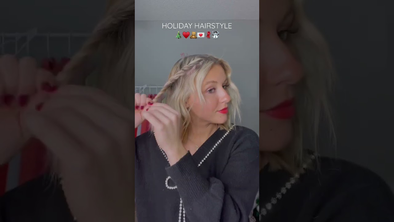 Easy holiday hairstyle for short hair #hairhack #hairtutorial #shorthairstyles #hairtips