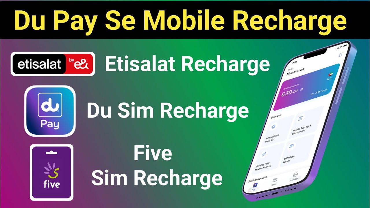 Du pay se mobile recharge kaise kare | etisalat sim recharge | Five sim recharge | Du sim recharge &radic;
