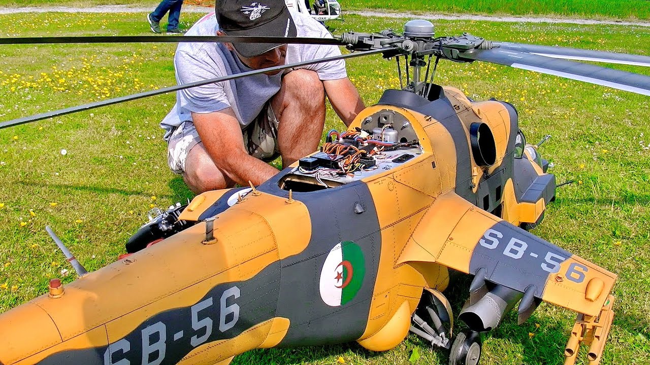 WOW !!! STUNNING !!! HUGE RC MIL MI-24 SCALE MODEL ELECTRIC HELICOPTER / FLIGHT DEMONSTRATION !!!
