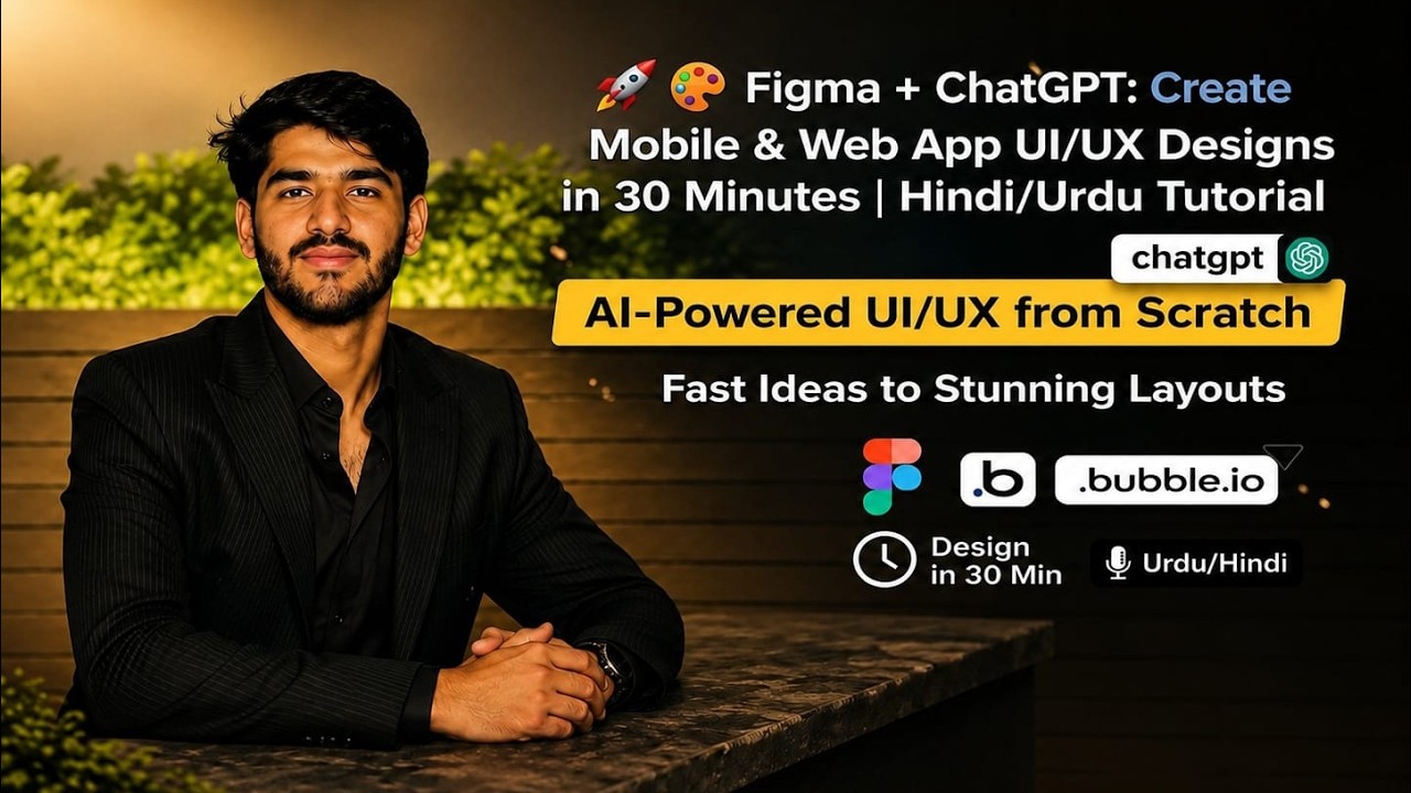 Figma + ChatGPT | Create Mobile & Web App UI/UX Designs in 30 Minutes | Hindi/Urdu Tutorial