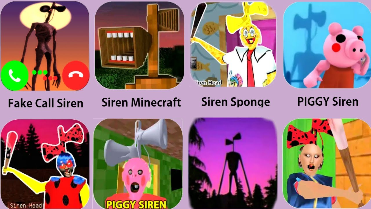 Siren Head,Granny Siren,Ladybug Siren,Siren Minecraft,Piggy Siren Head,Fake Call Siren