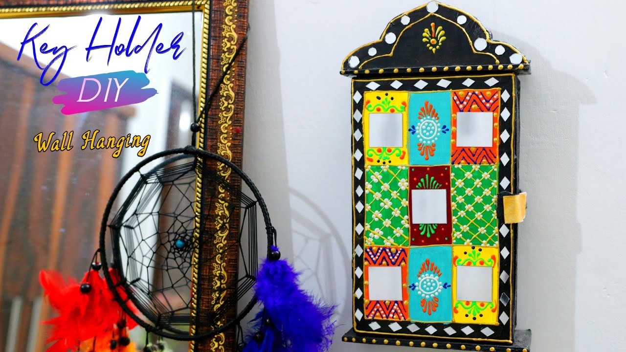 DIY Ethnic Style Wall Hanging & Key Holder from Waste Cardboard | Traditional Home Decor Ideas