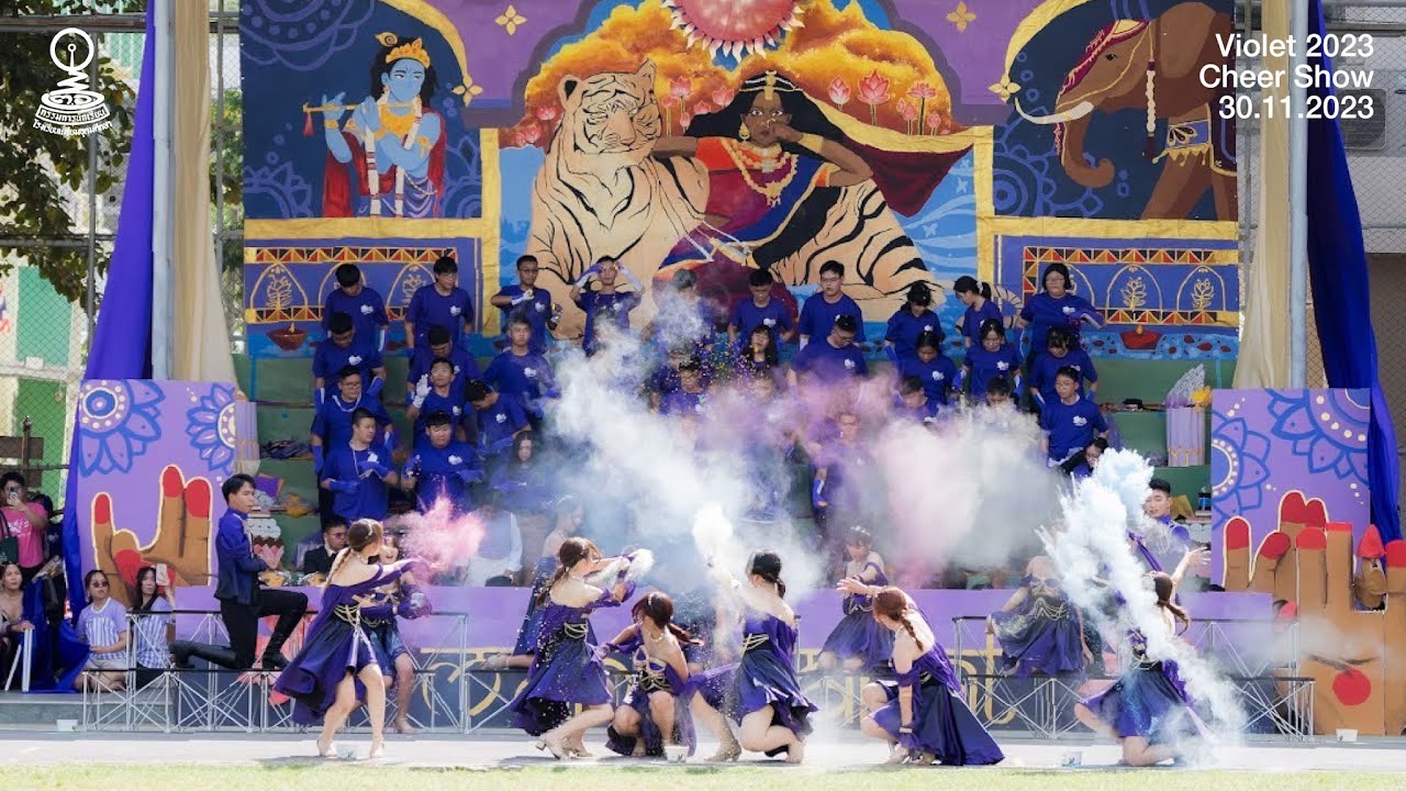 การประกวดโชว์เชียร์สแตนด์เชียร์และคัตเอาต์คณะสีม่วง พิธีปิดกิจกรรมการแข่งขันกีฬาสี ปีการศึกษา 2566