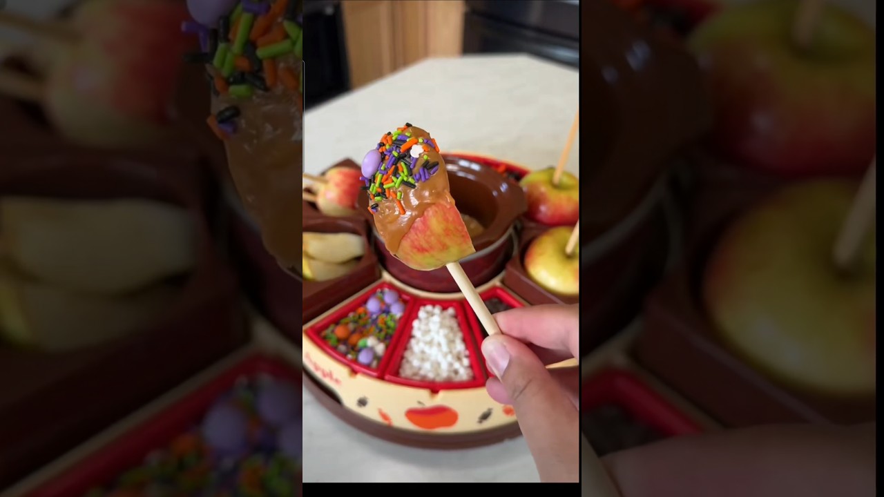 ASMR HALLOWEEN CARAMEL APPLE BAR!! #asmrviralvideo #halloween2025 #caramelrecipe #apple #halloween