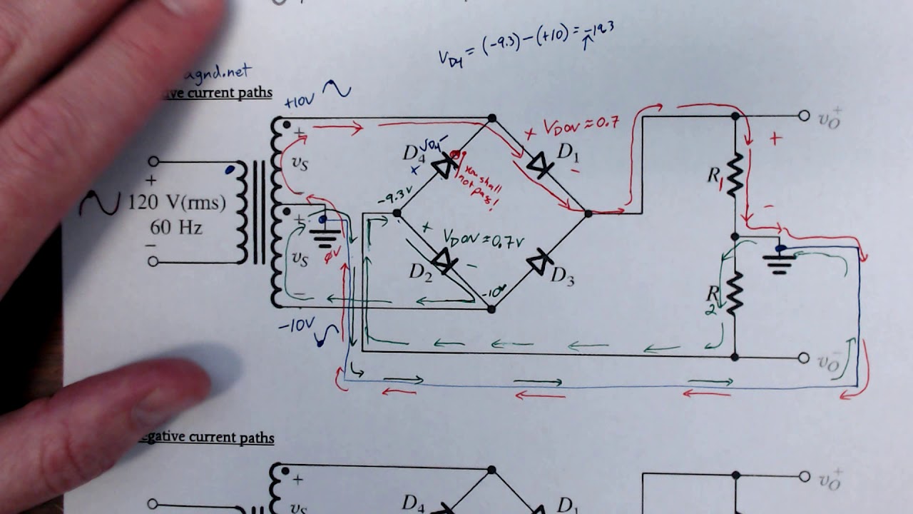 Current flow through a bridge rectifier