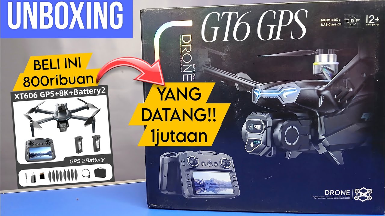 Unboxing Drone GT6 GPS Layar Kamera di Remot